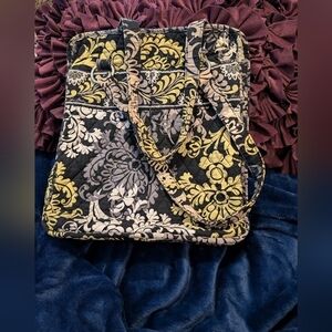 Vera Bradley Medium Book Tote Silver Hardware Yellow Black